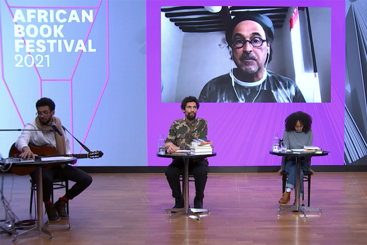 José Eduardo Agualusa wird zugeschaltet © Livestream/Literaturhaus