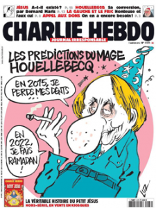 Cover der Charlie Hebdo-Ausgabe N° 1177 vom 7.1.2015 mit einer Karikatur Houellebecqa von LUZ.