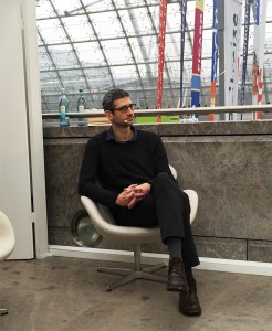 Nicolas Mahler, Preis der Literaturhäuser 2015 vor dem Gespräch am arte-Stand (© Alke Müller-Wendlandt)